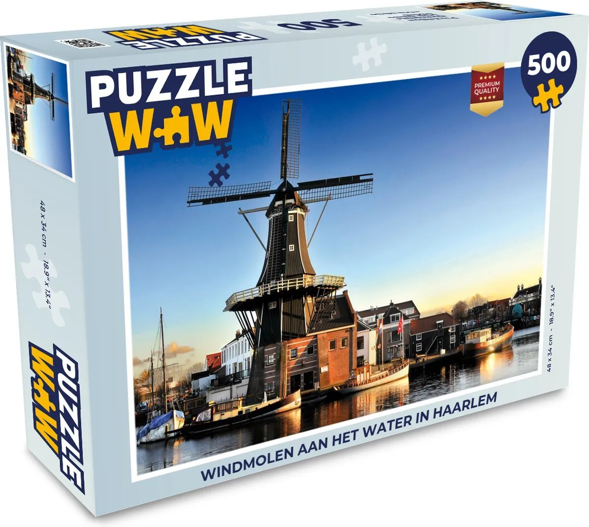 PuzzleWow – Windmolen aan het water in Haarlem – 500 stukjes