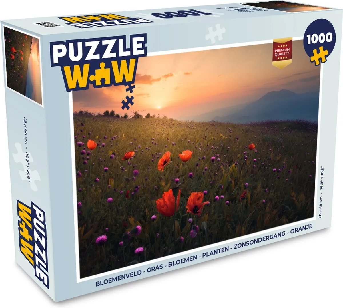 PuzzleWow – Bloemen in zonsondergang – 1000 stukjes - Afbeelding 2