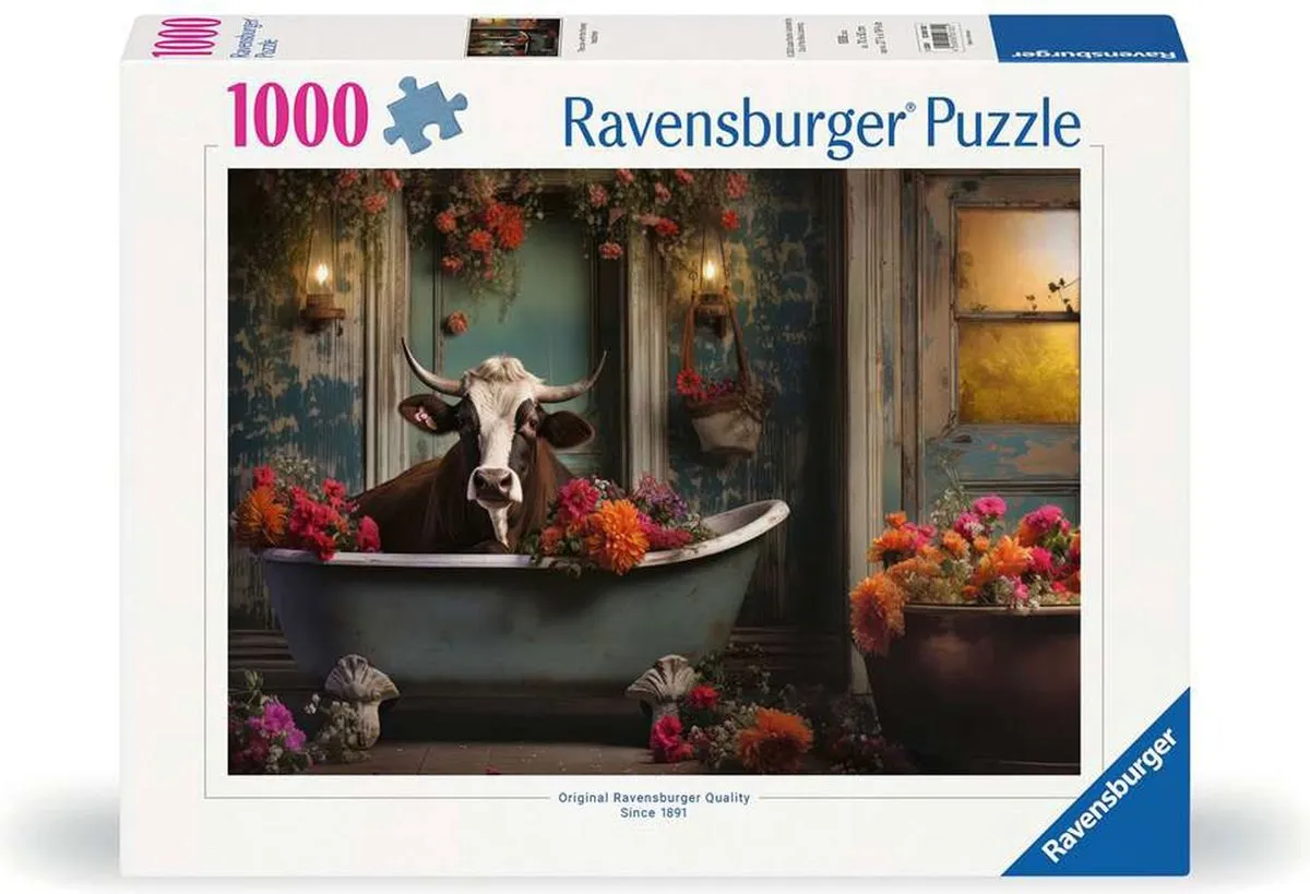 Ravensburger puzzel – The cow in the bathtub – 1000 stukjes