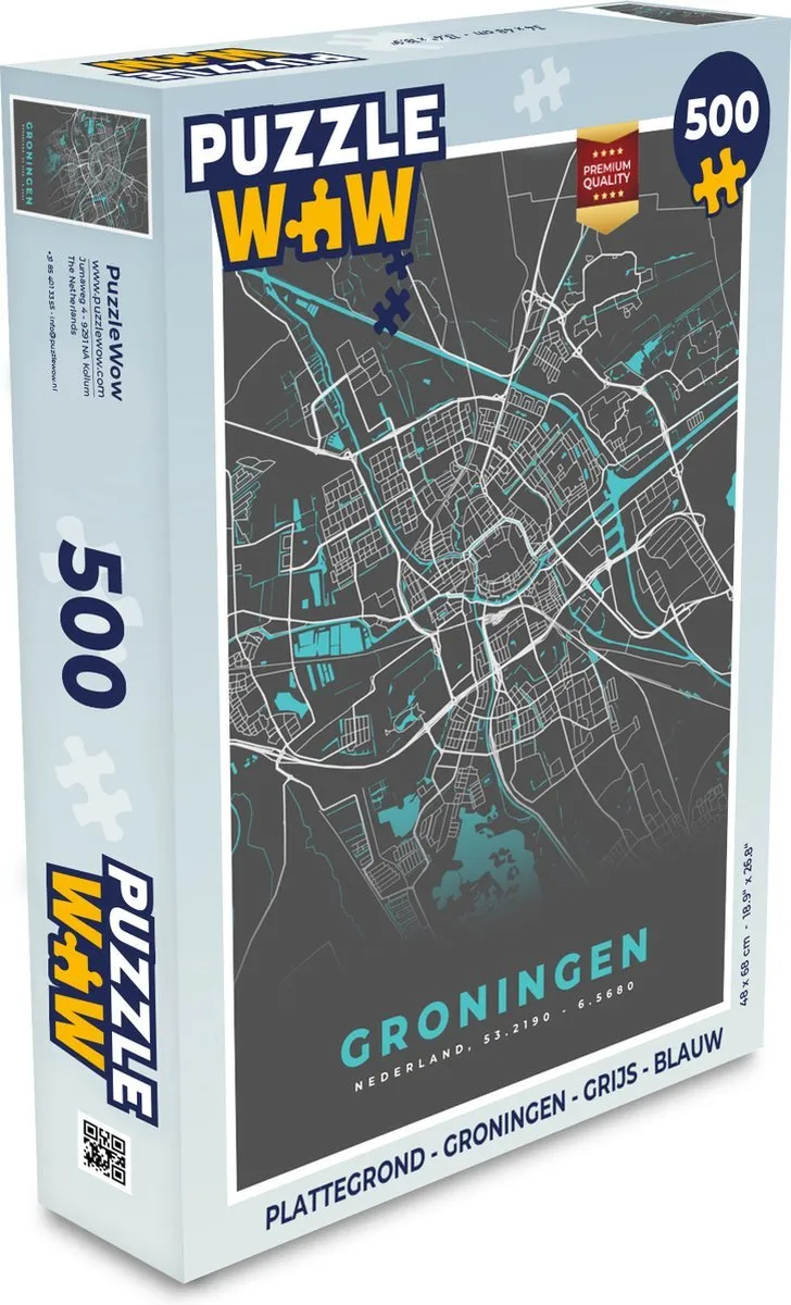 PuzzleWow – Plattegrond Groningen – 500 stukjes - Afbeelding 2