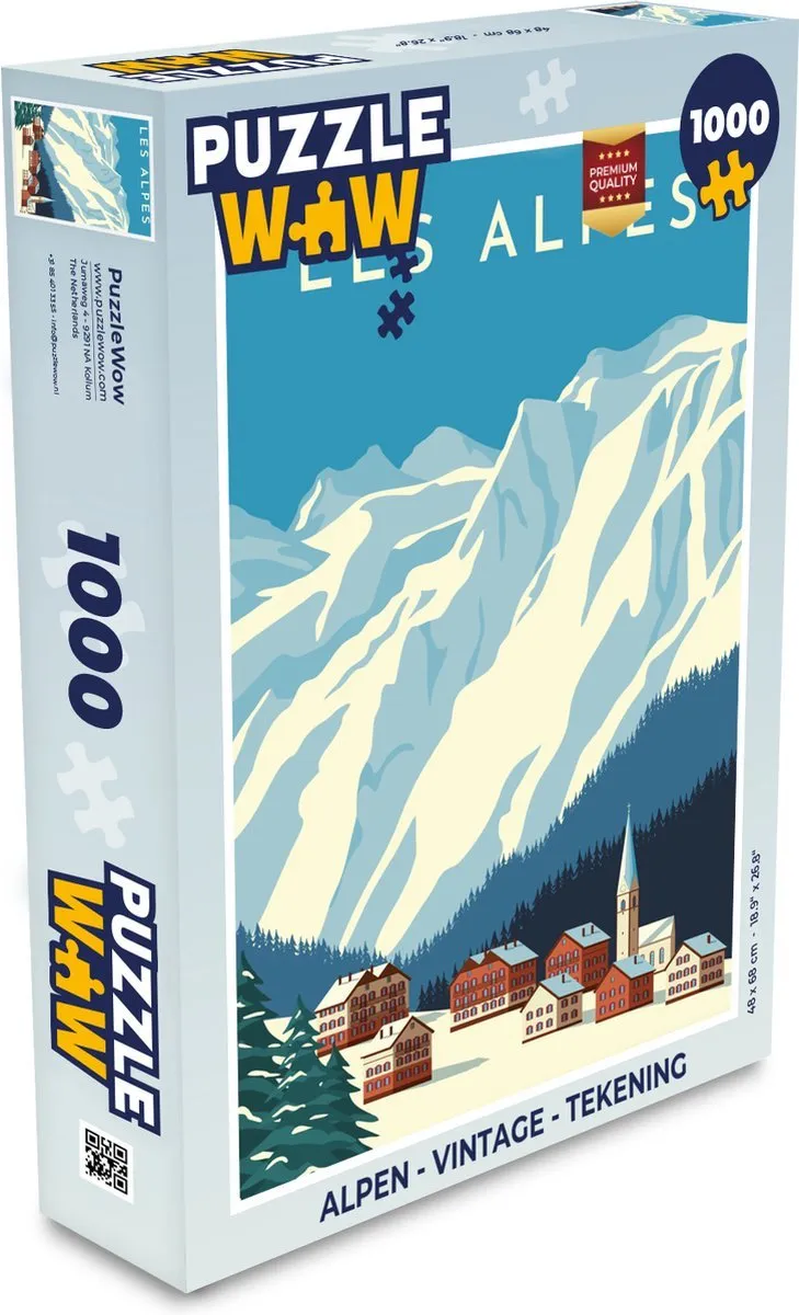 PuzzleWow – Vintage Alpen – 1000 stukjes - Afbeelding 2