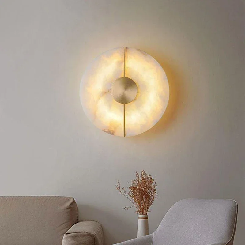 Wandlamp op batterijen - Elegante alabaster look voor sfeervol licht - Afbeelding 3