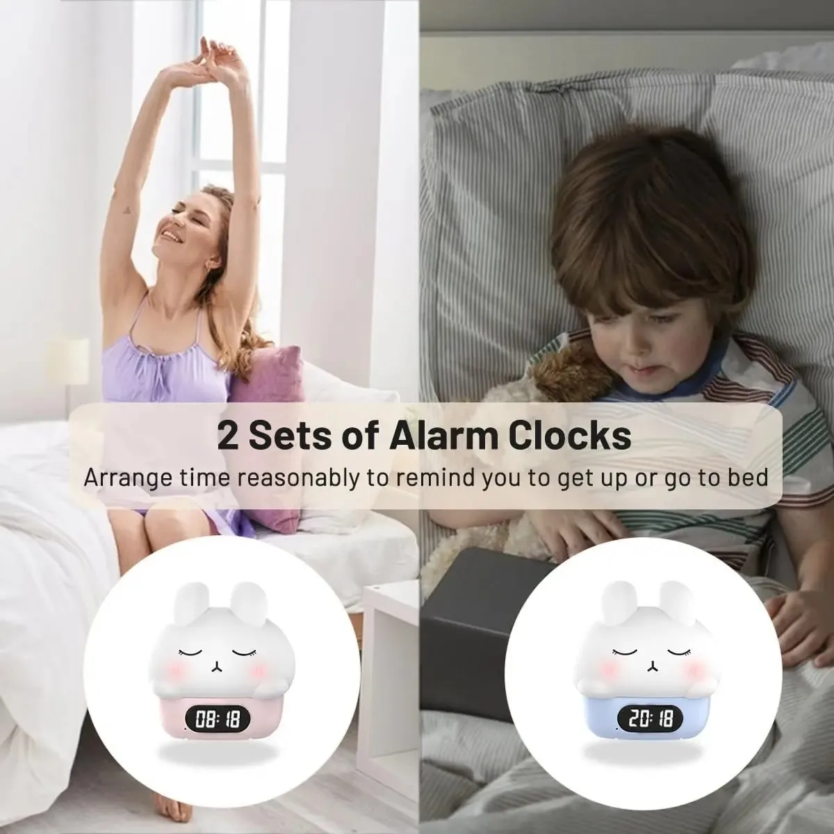 Wake up light - Schattig konijn design met RGB verlichting voor een zachte ontwaking - Afbeelding 5