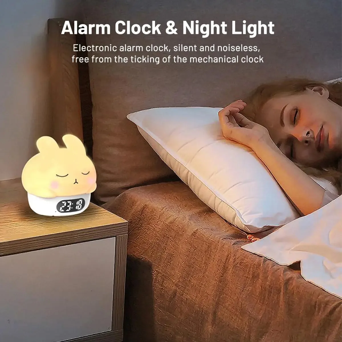 Wake up light - Schattig konijn design met RGB verlichting voor een zachte ontwaking - Afbeelding 7