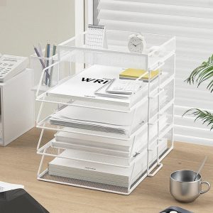 Desk organizer - Wit metalen bureau opruimsysteem voor maximale productiviteit