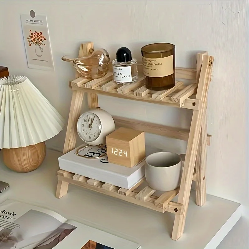 Desk organizer - Houten opbergrek met twee niveaus voor een opgeruimd bureau