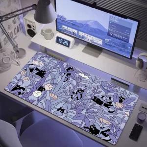 Muismat Gaming - XXL Paars Design met Katten voor Ultieme Precisie