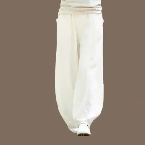 Linnen broek dames - Elegante witte wijde pijpen voor ultieme zomerse stijl