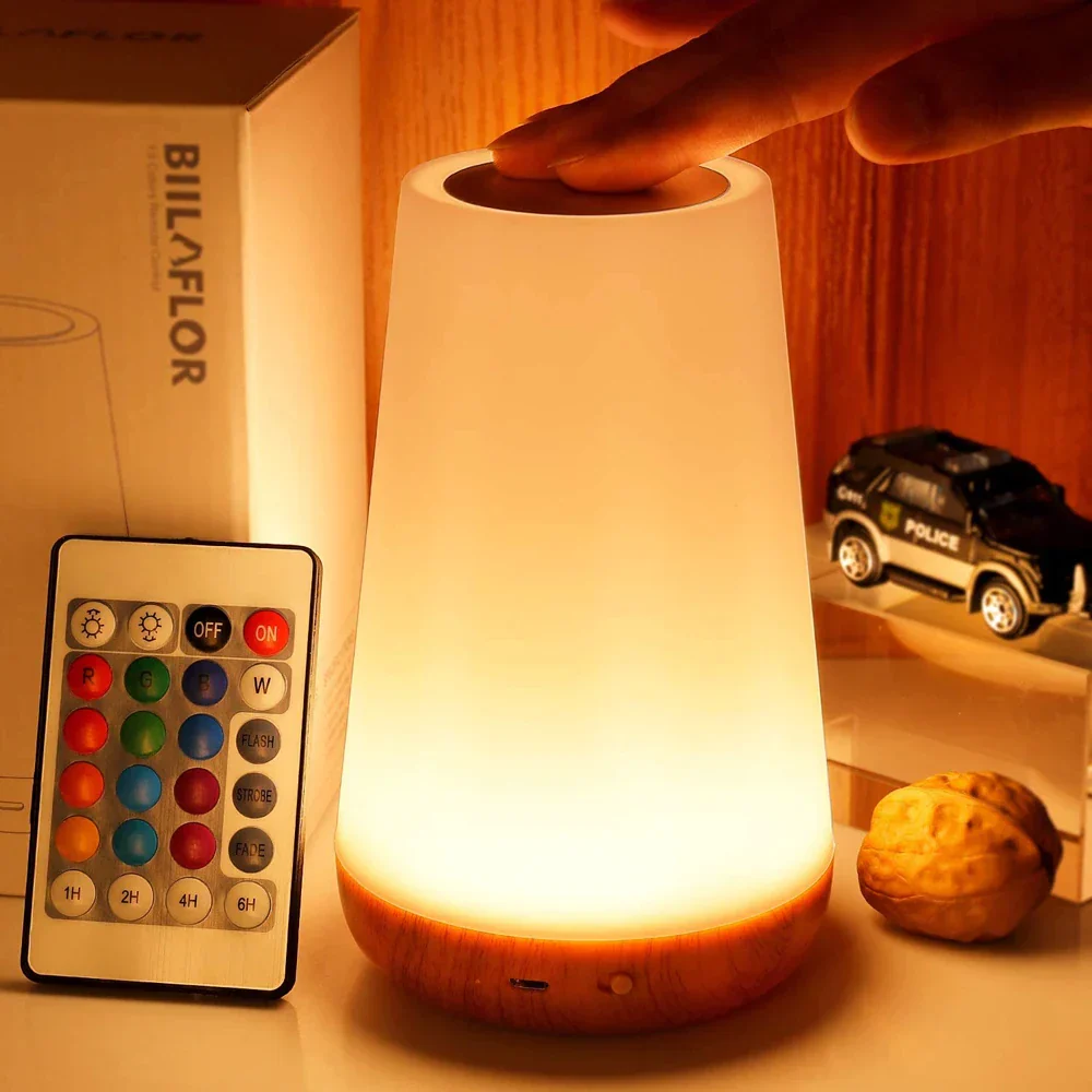 Wake up light - Slanke LED-lamp met houten voet voor een zachte ochtendstart